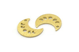Brass Moon Charm, 24 Textured Raw Brass Crescent Moon Phases Charms With 1 Hole (15x8x1mm) M01864
