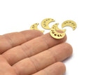 Brass Moon Charm, 24 Textured Raw Brass Crescent Moon Phases Charms With 1 Hole (15x8x1mm) M01864