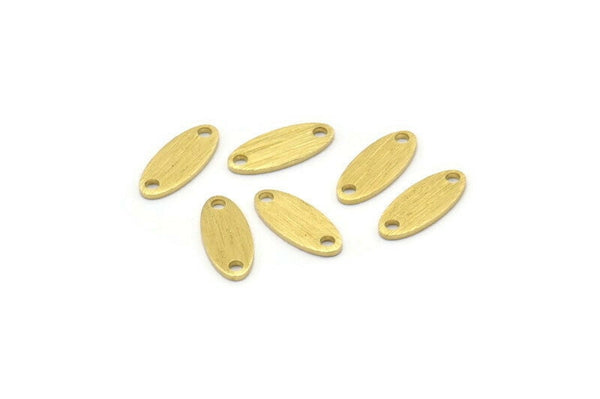 Brass Oval Charm, 100 Raw Brass, Textured Brass Charm, Tiny Brass Oval Charms With 2 Holes (12x5x0.80mm) M01878