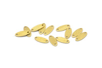 Brass Oval Charm, 100 Raw Brass, Textured Brass Charm, Tiny Brass Oval Charms With 2 Holes (12x5x0.80mm) M01878