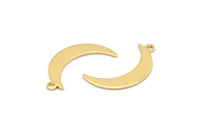 Gold Moon Charm, 8 Gold Plated Brass Crescent Moon Charms With 1 Loop (25x5x0.80mm) M01189