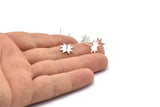 Silver Star Earring, 6 - 925 Silver Lincoln Star Stud Earrings (12x0.60mm) ST01