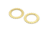 Brass Circle Charm, 2 Textured Raw Brass Circle Charms With 1 Hole, Brass Pendants, Findings (25x0.80mm) M02129