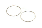 Silver Circle Ring, 12 Textured Antique Silver Plated Brass Circle Connectors (35mm) Brs 2071 A0590 H0486