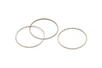 Silver Circle Ring, 12 Textured Antique Silver Plated Brass Circle Connectors (35mm) Brs 2071 A0590 H0486