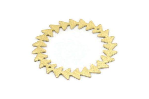Brass Circle Charm, 2 Textured Raw Brass Circle Charms With 2 Holes, Brass Pendants, Findings, Connectors (42x0.80mm) M02152