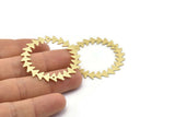 Brass Circle Charm, 2 Textured Raw Brass Circle Charms With 2 Holes, Brass Pendants, Findings, Connectors (42x0.80mm) M02152