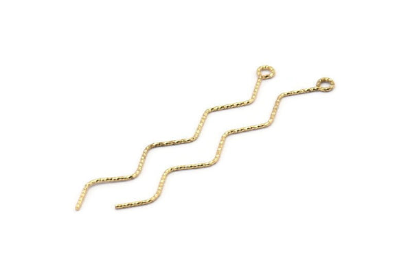 Gold Wire Charm, 10 Textured Gold Plated Wire Charms With 1 Loop (68x1mm) BS 2082