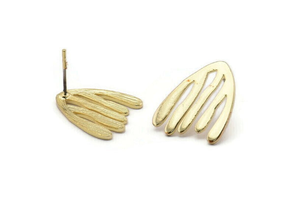 Earring Studs, 2 Gold Brass -  Stud Earrings - Gold Plated Earrings - Earrings (18x15x1.2mm) N1447