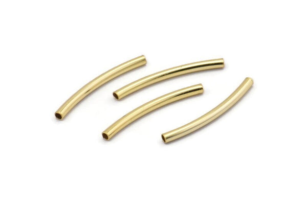 Gold Tube, 24 Gold Plated Brass Curved Tubes (2x25mm) D0202