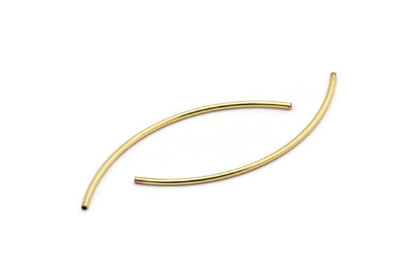 Gold Tube, 12 Gold Plated Brass Curved Tubes (1.5x60mm) D281 Q1052
