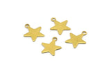 Raw Brass Star, 50 Raw Brass Star Tags With 1 Loop (10x12mm) A0262
