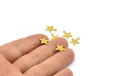 Raw Brass Star, 50 Raw Brass Star Tags With 1 Loop (10x12mm) A0262