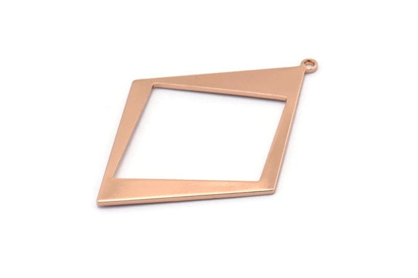 Rose Gold Diamond Charm, 2 Rose Gold Plated Brass Rhombus Charms With 1 Loop, Pendants, Earrings, Findings (42x30x0.80mm) D1050 Q0902