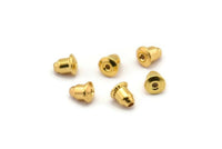 Gold Plated Stopper, 50 Gold Plated Brass Earring Back Stopper, Ear Nuts (5.5x5mm) ( A0356 )