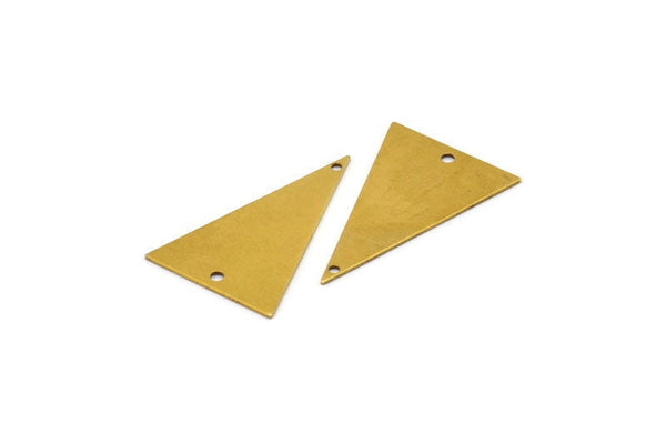 Geometric Brass Pendant, 20 Raw Brass Triangle Charms With 2 Holes (25x16mm) Brs 58tr A0403