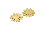 Brass Flower Blank, 24 Raw Brass Flower Stamping Blank, Charms (15x14x0.80mm) A0964