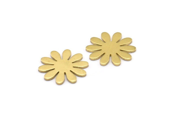 Brass Flower Blank, 24 Raw Brass Flower Stamping Blank, Charms (15x14x0.80mm) A0964