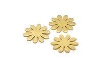 Brass Flower Blank, 24 Raw Brass Flower Stamping Blank, Charms (15x14x0.80mm) A0964