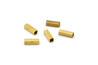 Geometric Brass Tube, 48 Square Raw Brass Tubes (10x3x3mm) Sq09 A0751