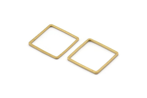 Square Brass Pendant, 50 Raw Brass Square Connectors (16mm) Bs-1119