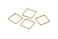 Square Brass Pendant, 50 Raw Brass Square Connectors (16mm) Bs-1119