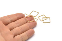 Square Brass Pendant, 50 Raw Brass Square Connectors (16mm) Bs-1119