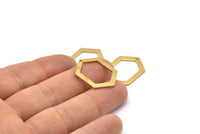 Hexagon Choker Charm, 6 Raw Brass Hexagon Charms With 1 Hole, Pendants, Findings (26.5x19x1mm) E018
