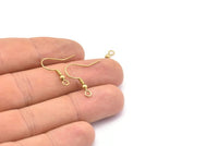 Brass Earring Hook, 100 Raw Brass Ear Wires, Earring Findings (20mm) E038