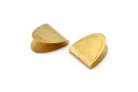 Brass Ribbon Crimp, 12 Raw Brass Ribbon Crimp Ends With 1 Hole, Findings (16x15.5mm) E020