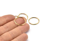 Wire Ear Hoops, 24 Raw Brass Faceted Wire Hoops, Earring Findings (20x1.3mm) E062