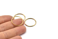 Wire Ear Hoops, 24 Raw Brass Faceted Wire Hoops, Earring Findings (22x1.3mm) E063