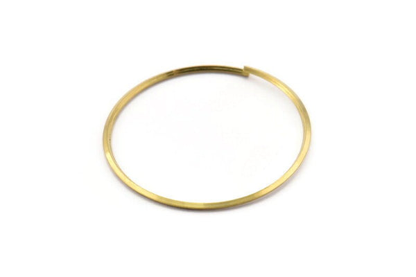 Wire Ear Hoops, 24 Raw Brass Faceted Wire Hoops, Earring Findings (35x1.3mm) E066