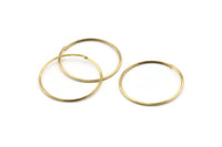 Wire Ear Hoops, 24 Raw Brass Faceted Wire Hoops, Earring Findings (35x1.3mm) E066
