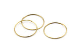 Wire Ear Hoops, 24 Raw Brass Faceted Wire Hoops, Earring Findings (35x1.3mm) E066