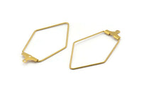 Brass Diamond Earring, 24 Raw Brass Wire Diamond Earring Charms With 1 Loop, Pendants, Findings (21x36.5x0.7mm) E088