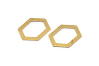 Hexagon Choker Charm, 6 Raw Brass Hexagon Charms, Pendants, Findings (26.5x19x1mm) E073