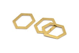 Hexagon Choker Charm, 6 Raw Brass Hexagon Charms, Pendants, Findings (26.5x19x1mm) E073