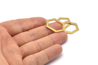 Hexagon Choker Charm, 6 Raw Brass Hexagon Charms, Pendants, Findings (26.5x19x1mm) E073
