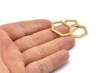 Hexagon Choker Charm, 6 Raw Brass Hexagon Charms, Pendants, Findings (26.5x19x1mm) E073