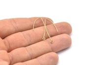 Brass Stud Earring Wires, 48 Raw Brass Needle Bar Earring Wires With 1 Loop (34.5x0.7mm) E108