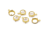 Brass Round Setting, 100 Raw Brass Round Settings With 1 Loop and 1 Pad Setting (11.5x9x3.5mm) E114