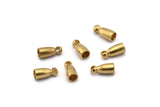 Brass Tassel End Caps, 50 Raw Brass End Cap With 1 Loop, Cord Tips, Cord Ends (8.5x4mm) E127