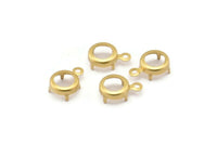 Brass Round Setting, 100 Raw Brass Round Settings With 1 Loop and 1 Pad Setting (9.5x7x3.5mm) E115