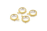 Brass Round Setting, 50 Raw Brass Round Settings With 1 Loop and 1 Pad Setting (17x13x3.6mm) E116