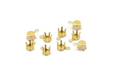 Brass Round Setting, 100 Raw Brass Round Settings With 6 Claw And 1 Loop And 1 Pad Setting (8x5x4mm) E141