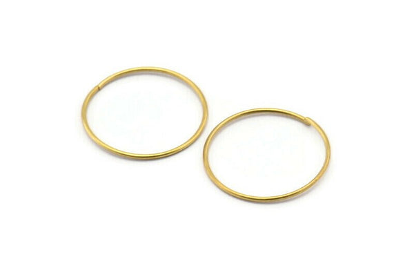 Wire Ear Hoops, 48 Raw Brass Wire Hoops, Earring Findings (20x0.8mm) E156