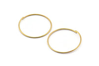 Wire Ear Hoops, 48 Raw Brass Wire Hoops, Earring Findings (25x0.8mm) E157