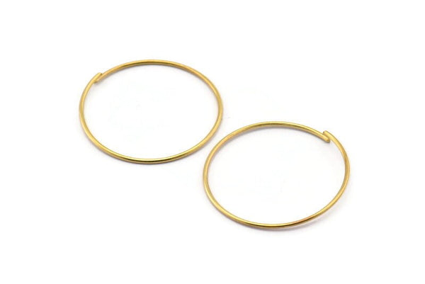 Tel Küpe Halkaları, 48 Ham Pirinç Tel Küpe Halkası, Küpe Parçaları (25x0,8 mm) E157