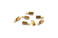 Brass Cord End Clasp, 250 Raw Brass Cord End Clasp With 1 Loop, Findings (8x3x2.5mm) E152